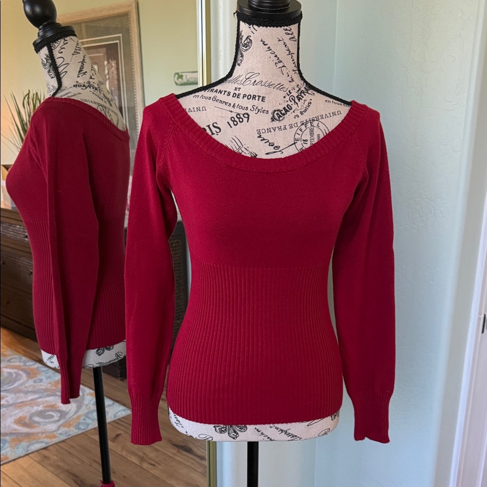 Max Rave Deep Red Crew Neck Sweater